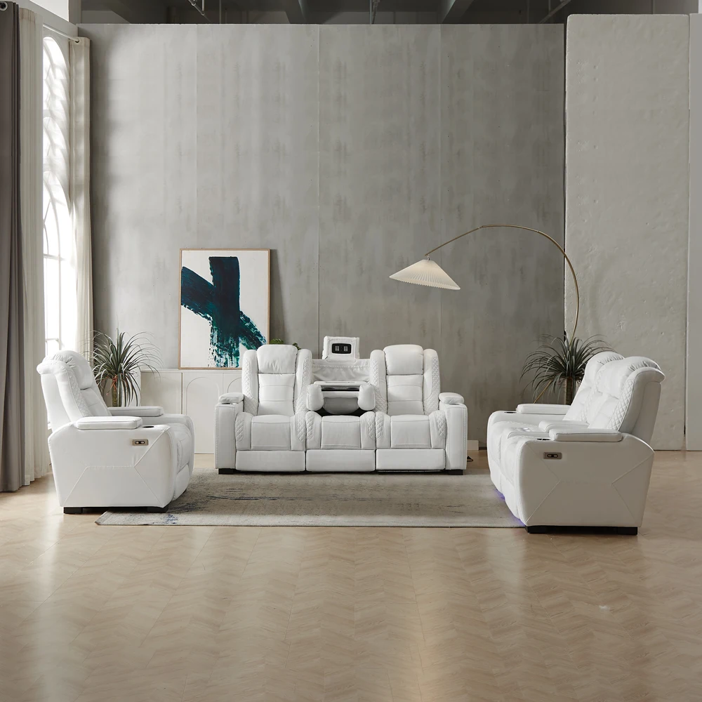 Luxury Power Recliner White Le - Home Cinema Recliners review and price