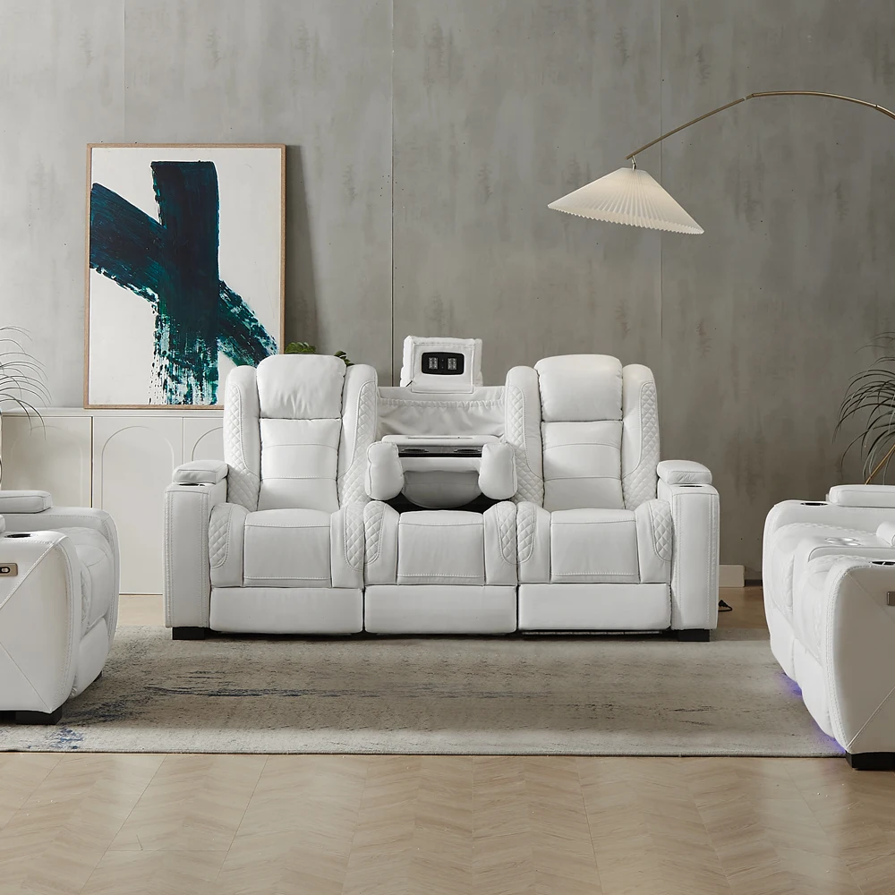 Luxury Power Recliner White Le - Home Cinema Recliners review and price