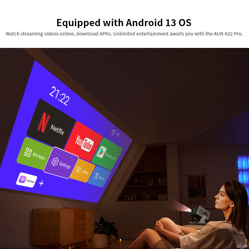 AUN A32 Pro Android 13 Project - Home Cinema Setup review and price