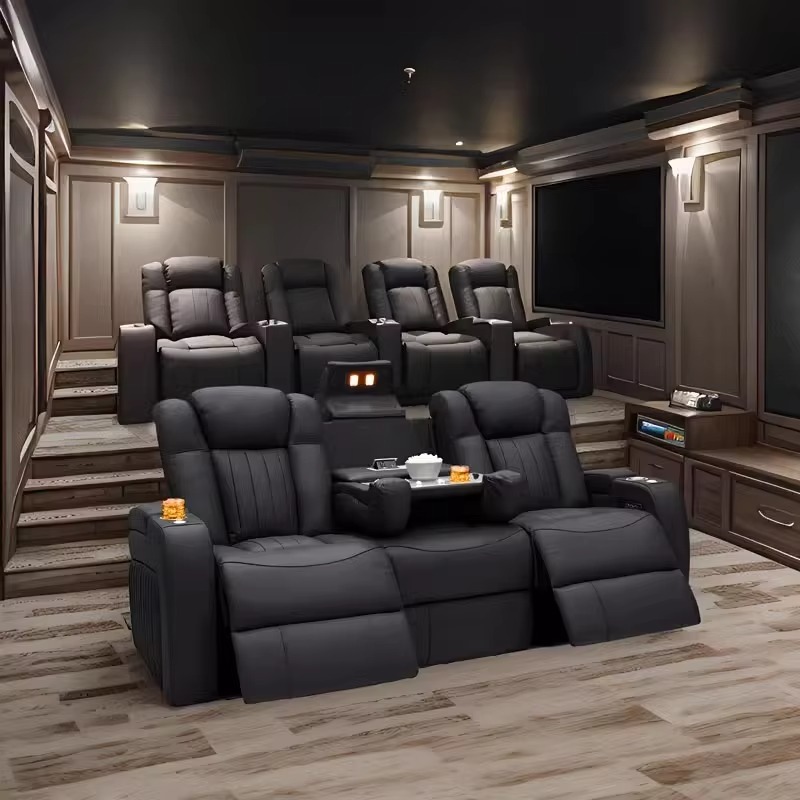 Leather Recliner Sofa Sets Pow - Home Cinema Recliners review and price