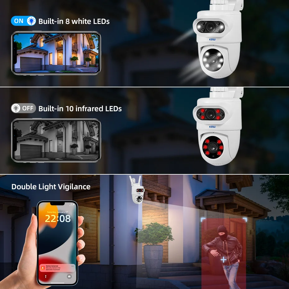 KERUI 5K 10MP Dual Lens PTZ WI - Home Cinema Wall Panels review and price
